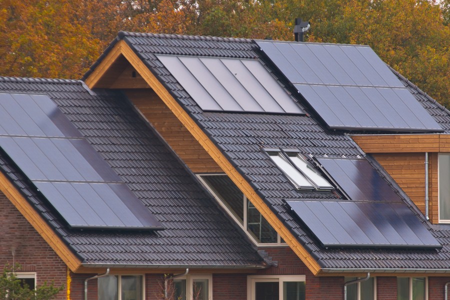 Solar panels on a home’s roof.